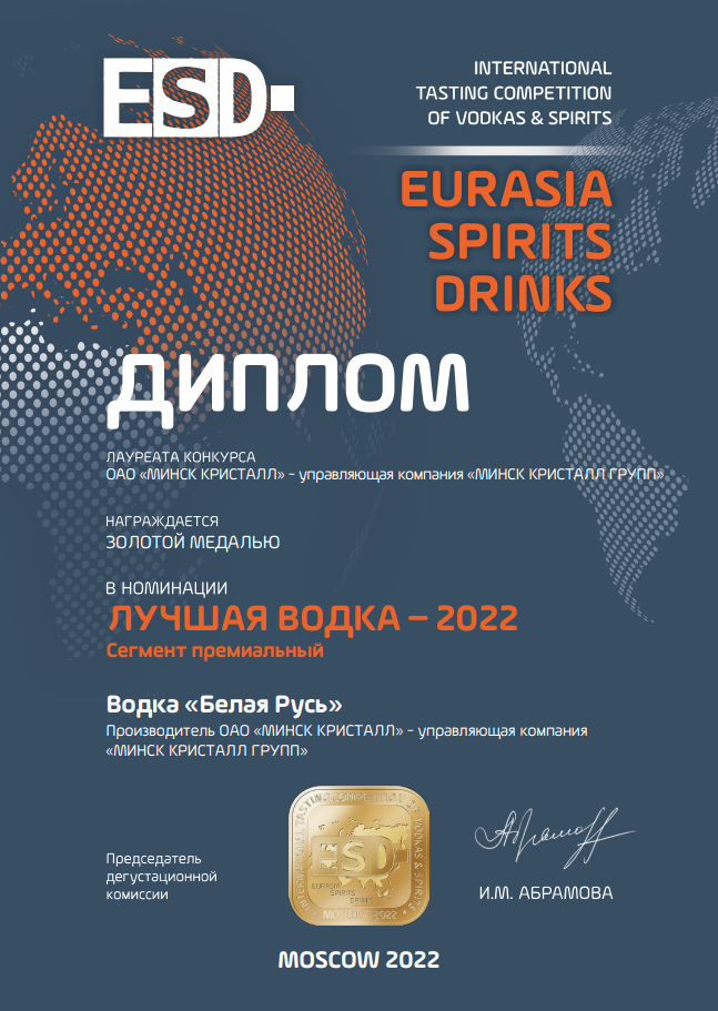 Наша продукция признана лучшей на конкурсе «Eurasia Spirits Drinks — 2022» | Our latest news